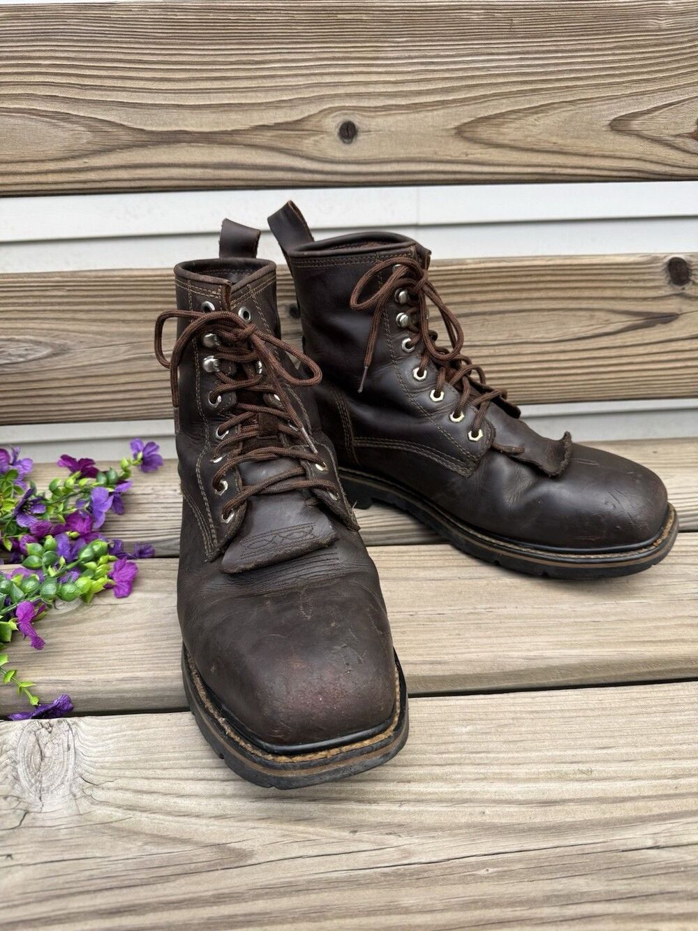 Cody James Kiltie Leather Comp Toe Work Boot Men's Size 12D Square Toe Lace Up